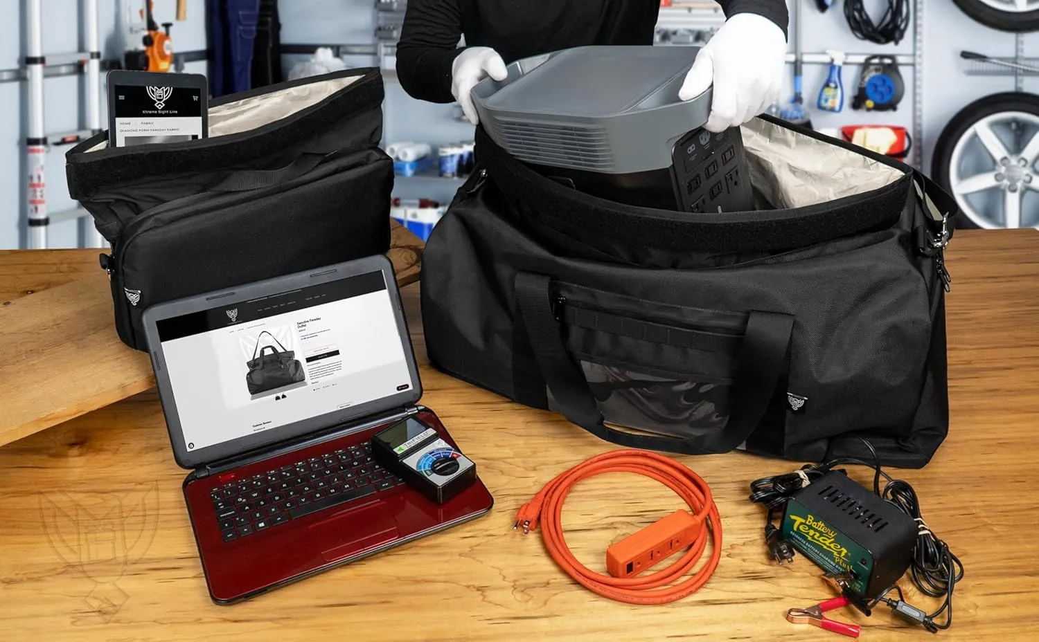 ~ Xecutive Transport Faraday Duffel Bag for Military Use ~ MOLLE System ~ Computer Towers and Other Large Electronics ~ Data Security ~ Tracking/Hacking Defense ~ Coyote Brown