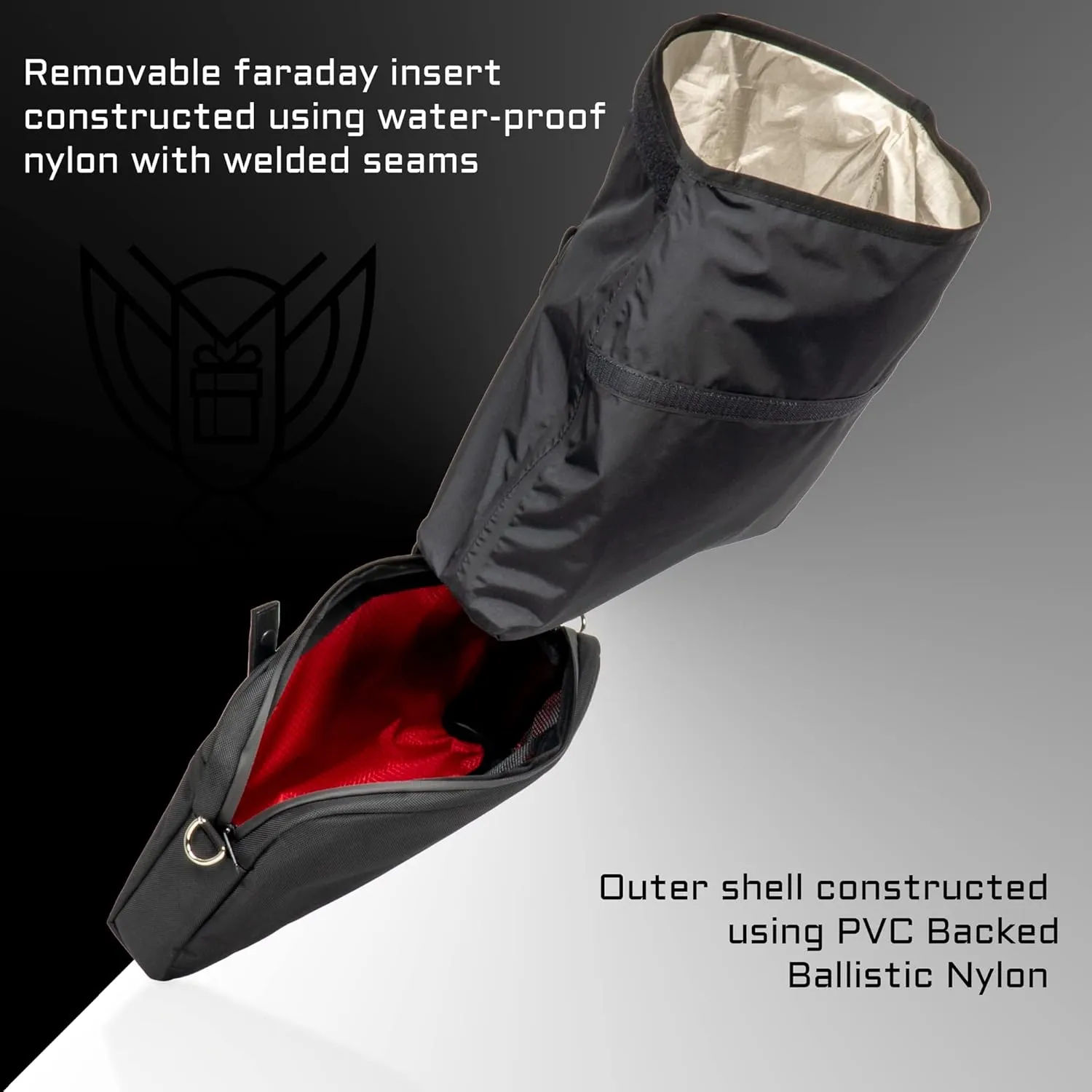 ~ Xecutive Transport Faraday Duffel Bag with Removable XTECH Pouch for Computer Towers and Other Large Electronics ~ Data Security ~ Shoulder Strap Included ~ Silver