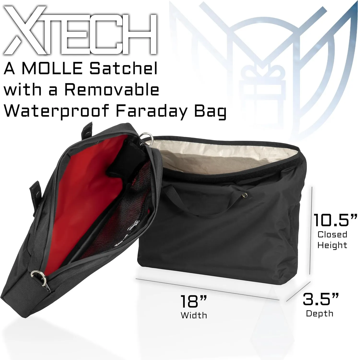 ~ Xecutive Transport Faraday Duffel Bag with Removable XTECH Pouch for Computer Towers and Other Large Electronics ~ Data Security ~ Shoulder Strap Included ~ Silver