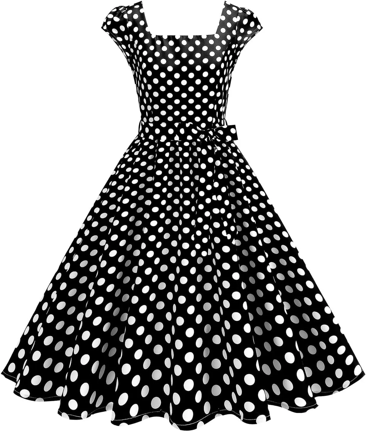 1950s Dress for Women Vintage Elegant Cap Sleeve Polka Dot Cocktail Party Dresses Rockabilly Homecoming Swing Dress