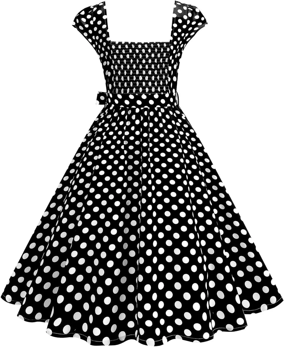 1950s Dress for Women Vintage Elegant Cap Sleeve Polka Dot Cocktail Party Dresses Rockabilly Homecoming Swing Dress