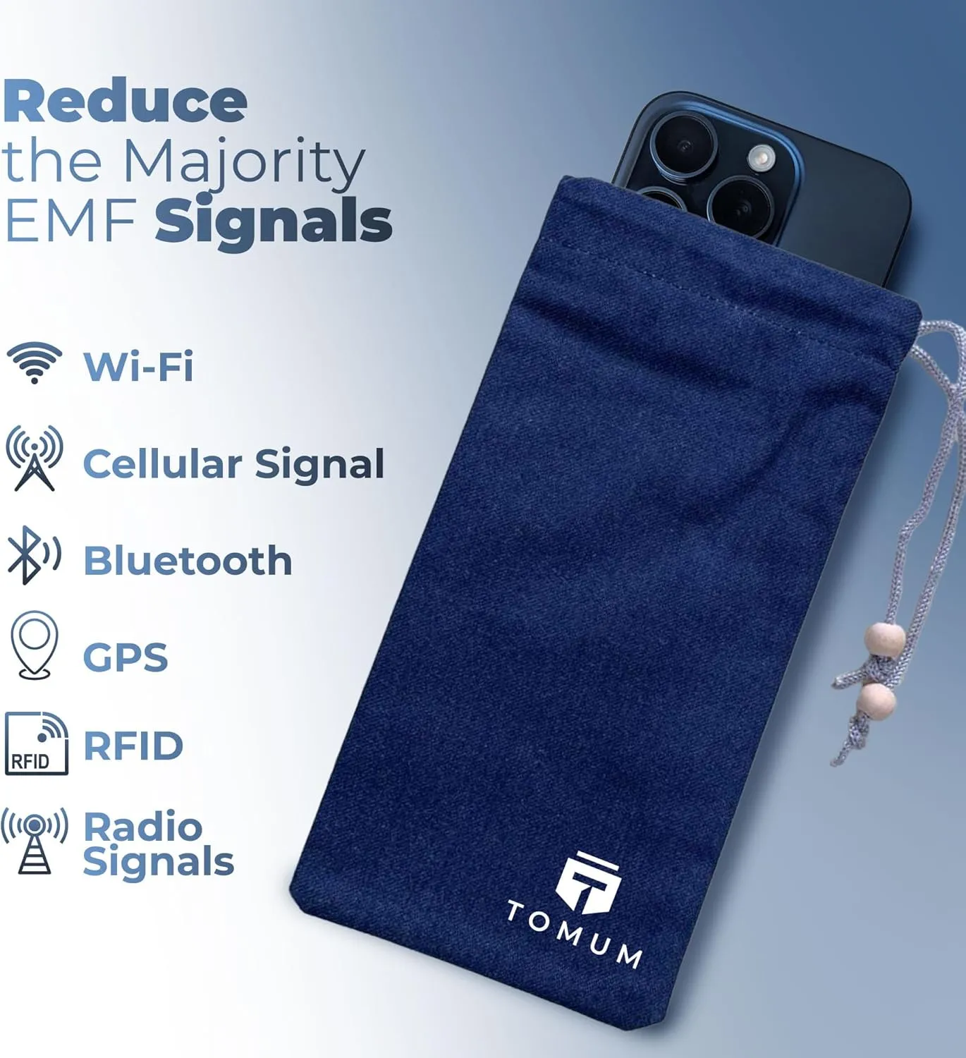 (2 Pack) EMF Shield Sleeve for Cell Phone - EMF Protection Smartphone Pouch - Anti EMP Bag - Signal Reducing Case for Radiation EMF EMP 5G RFID Blue