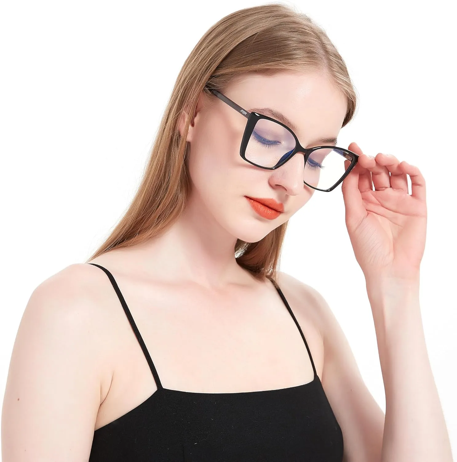 2 Pack Women's Oversized Blue Light Blocking Glasses, Trendy Cat Eye Computer Gaming Eyeglasses Anti Eyestrain & UV Glare RF6204 (Black   Leopard Cateye Frame)