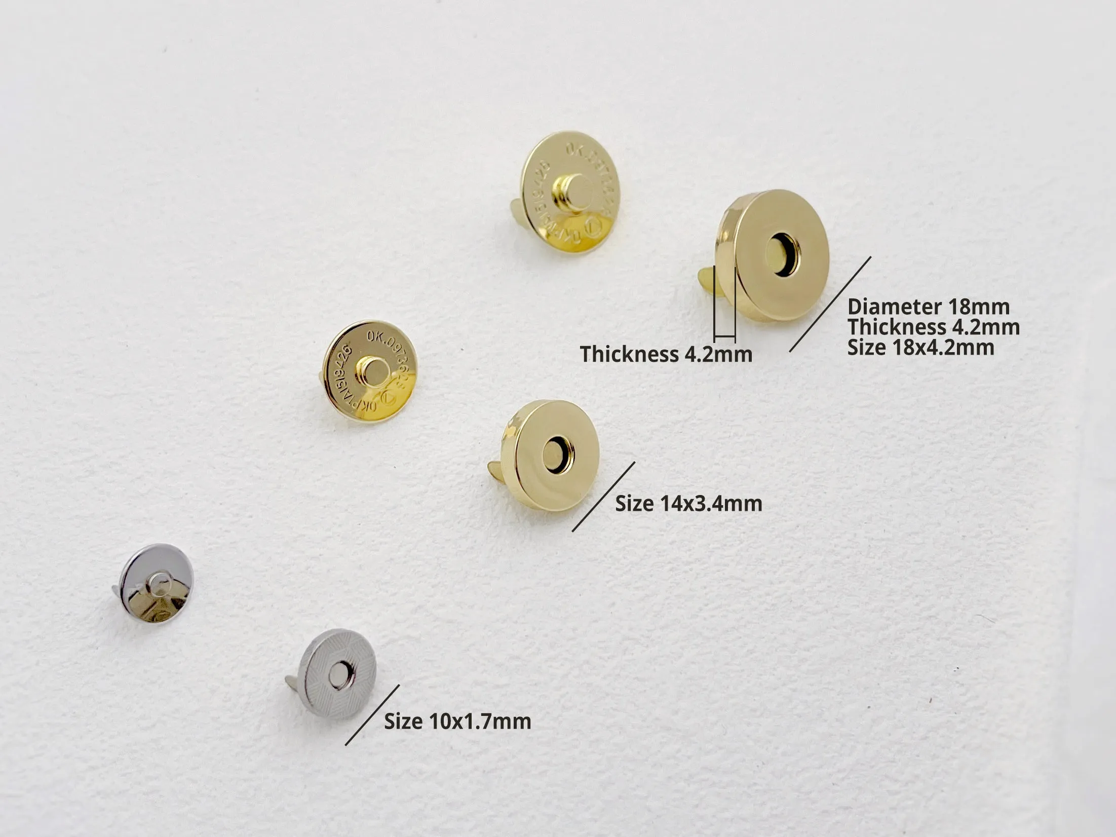 2 X Magnetic Snap Closure,  Magnetic Button 10mm 14mm 18mm