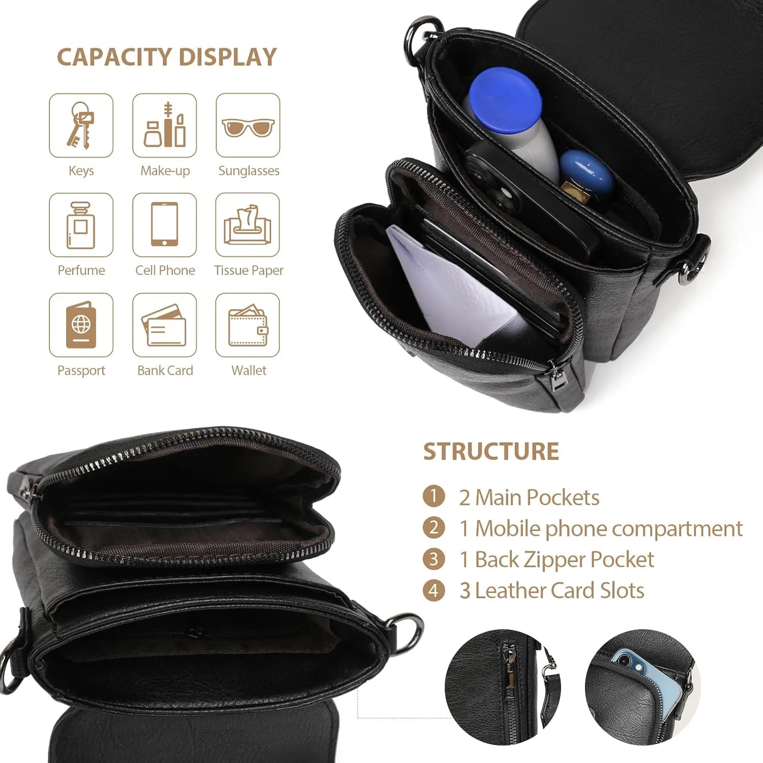 2024 Trendy Crossbody Phone Bag for Women,Mini Cell Phone Crossbody Purse Bags with Multi Pockets