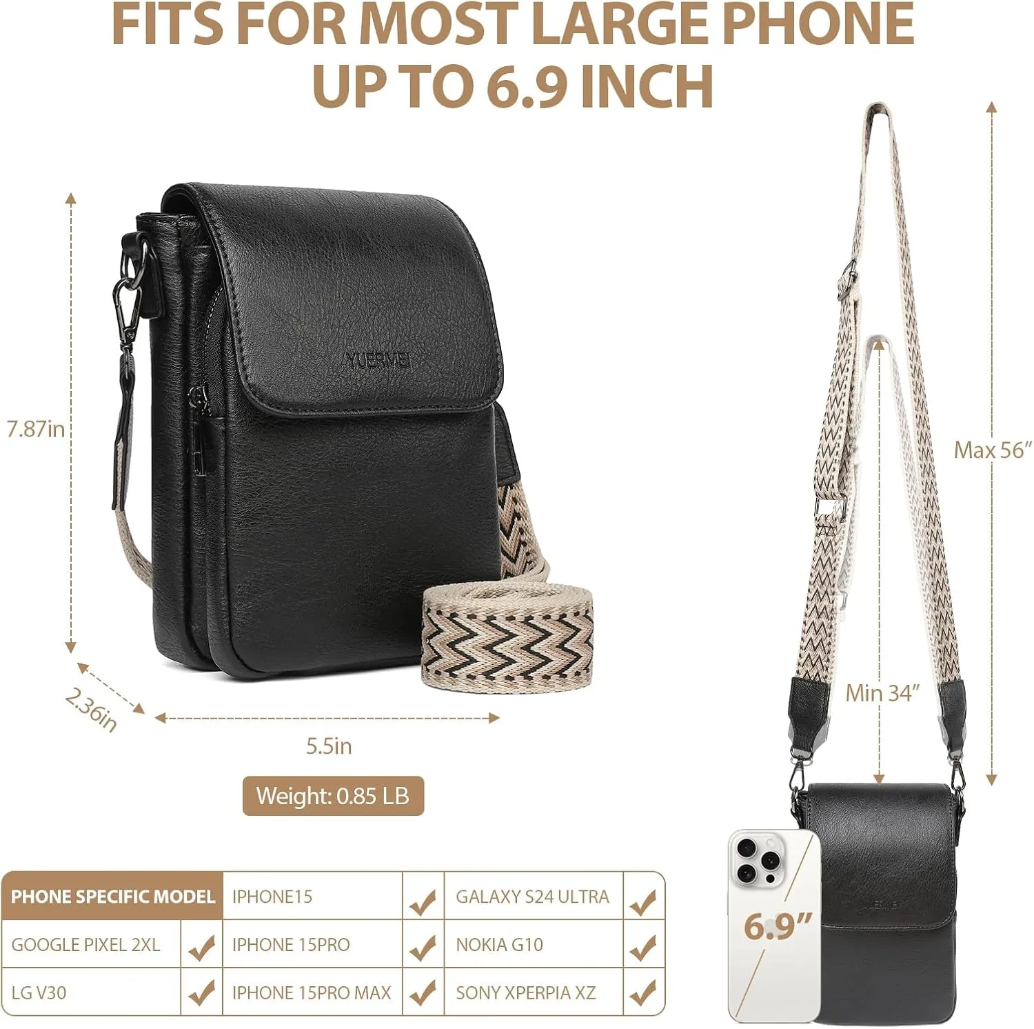 2024 Trendy Crossbody Phone Bag for Women,Mini Cell Phone Crossbody Purse Bags with Multi Pockets