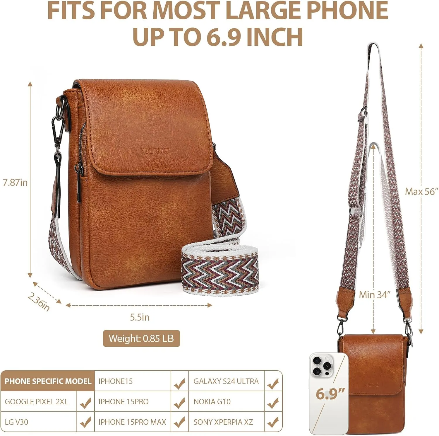 2024 Trendy Crossbody Phone Bag for Women,Mini Cell Phone Crossbody Purse Bags with Multi Pockets