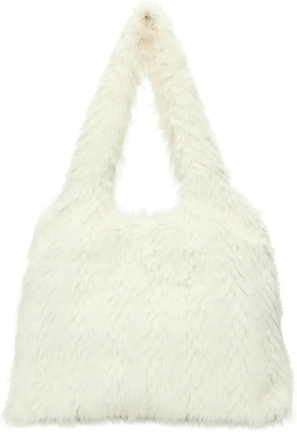 2024 Winter Fall Plush Shoulder Bag Women Fuzzy Tote Soft Faux Fur Handbag Magnetic Closure Small Zip Pocket