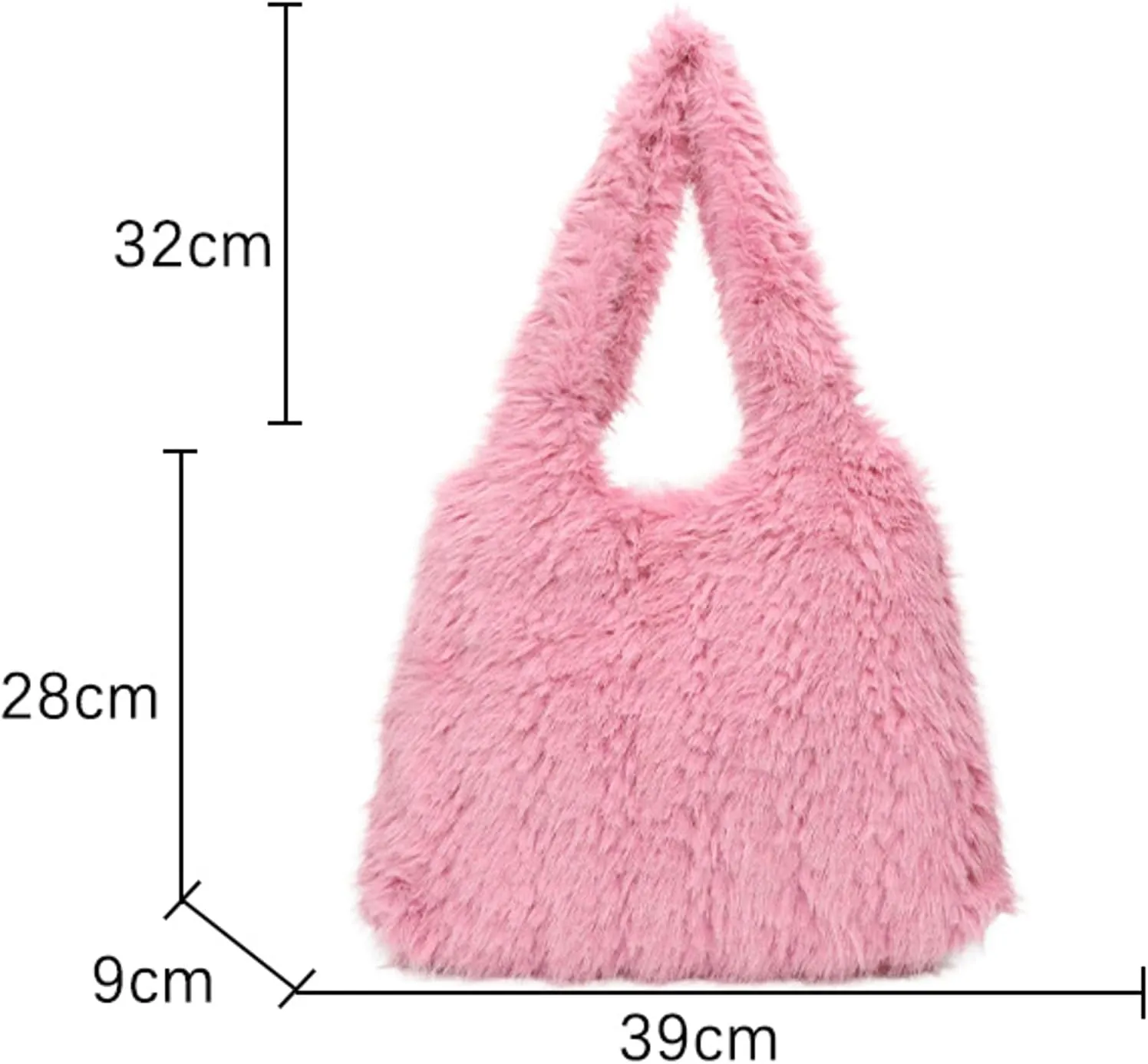 2024 Winter Fall Plush Shoulder Bag Women Fuzzy Tote Soft Faux Fur Handbag Magnetic Closure Small Zip Pocket