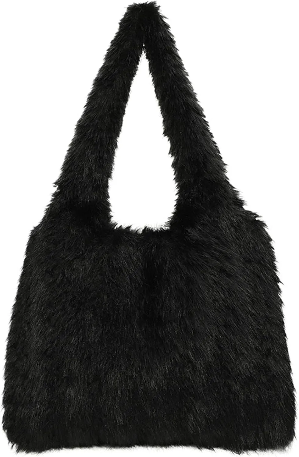 2024 Winter Fall Plush Shoulder Bag Women Fuzzy Tote Soft Faux Fur Handbag Magnetic Closure Small Zip Pocket