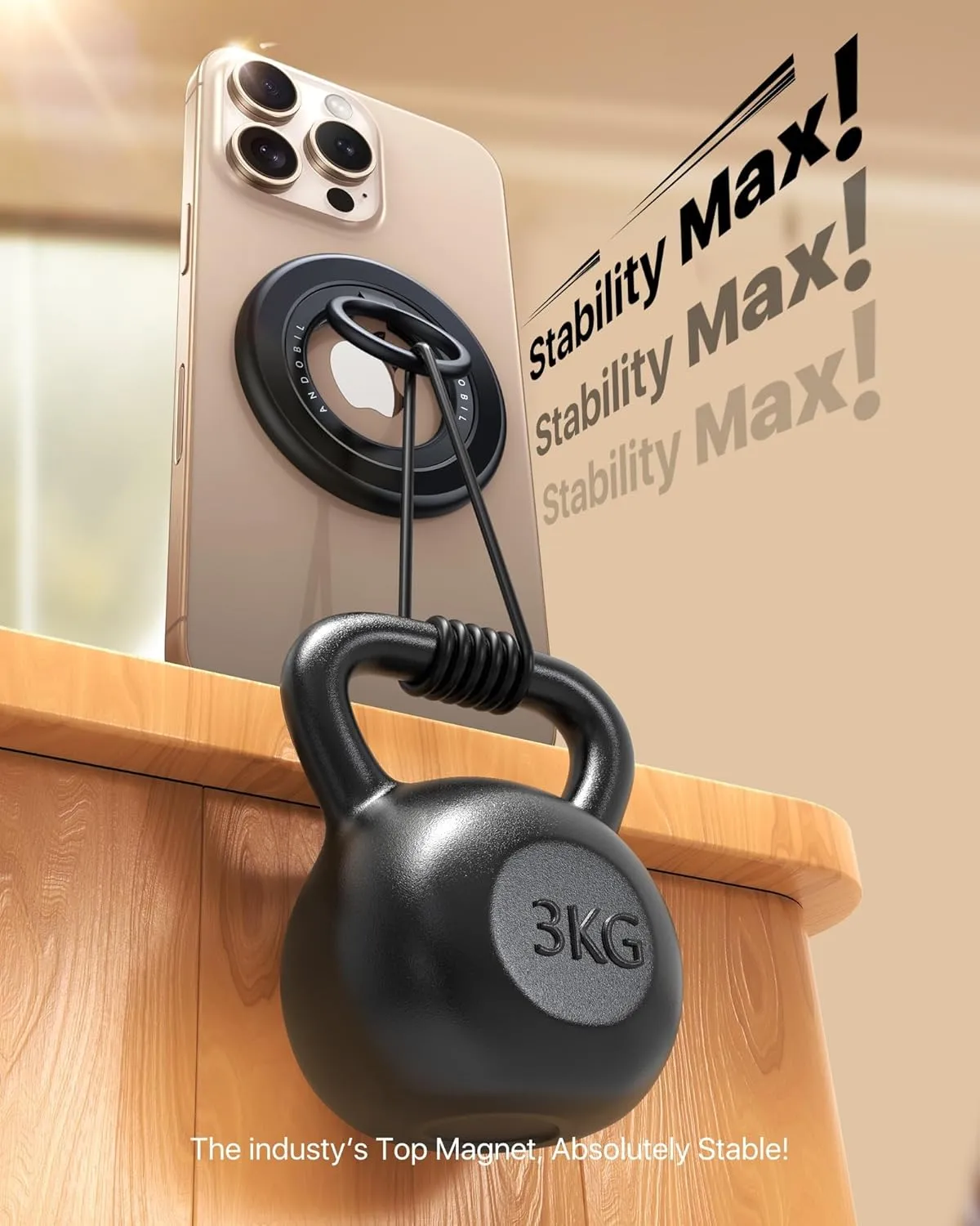 2025 [Sability Max] Magnetic Phone Grip [Rotate Ring & Ultra-Strong Dual-Sided Magnet] iPhone Ring Holder Compatible with MagSafe iPhone 16 Pro Max 15 14 13 12 Samsung S25 etc, Gym Accessories, Black