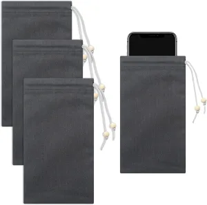 3 Pcs Emf Blocking Phone Case Emf Shield Sleeve Protection Cell Phone Pouch Fits in Pocket Smartphone Case Shield Bag Defense Against Signal Intrusion GPS and Signal, 7.5" x 4"(Black)