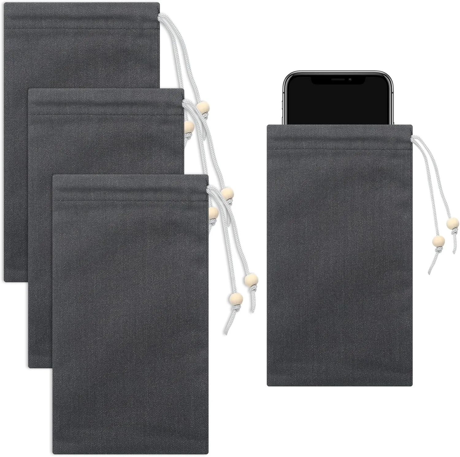 3 Pcs Emf Blocking Phone Case Emf Shield Sleeve Protection Cell Phone Pouch Fits in Pocket Smartphone Case Shield Bag Defense Against Signal Intrusion GPS and Signal, 7.5" x 4"(Black)