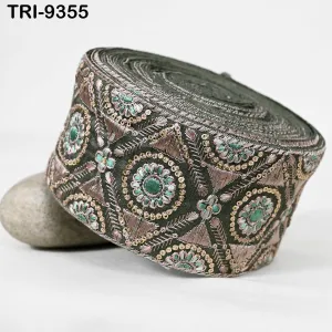 3 Yard Embroidery 8cm Trim Ribbons Indian Sari Border Embroidered DIY Crafting Sewing Regency Reticules Victorian Handbags Junk Journals