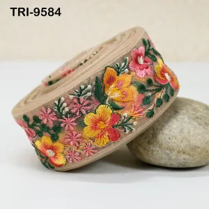 3 Yard Embroidery Ribbons Indian Trim DIY Crafting Hair Accessories Sari Border Wedding Sewing Dress Embroidered Embellishment Trimmings 5cm