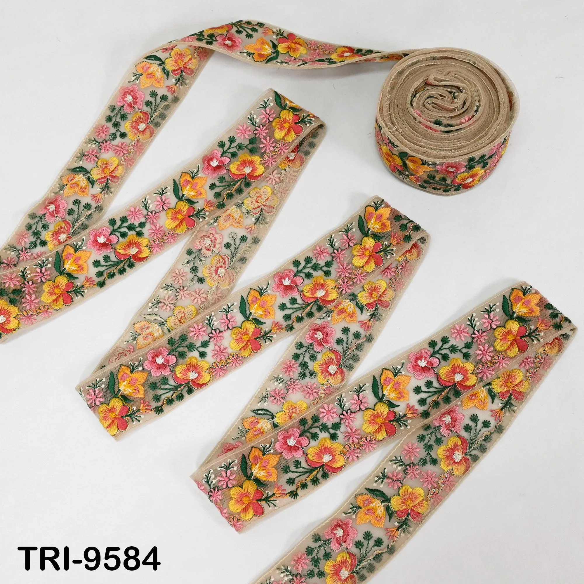 3 Yard Embroidery Ribbons Indian Trim DIY Crafting Hair Accessories Sari Border Wedding Sewing Dress Embroidered Embellishment Trimmings 5cm