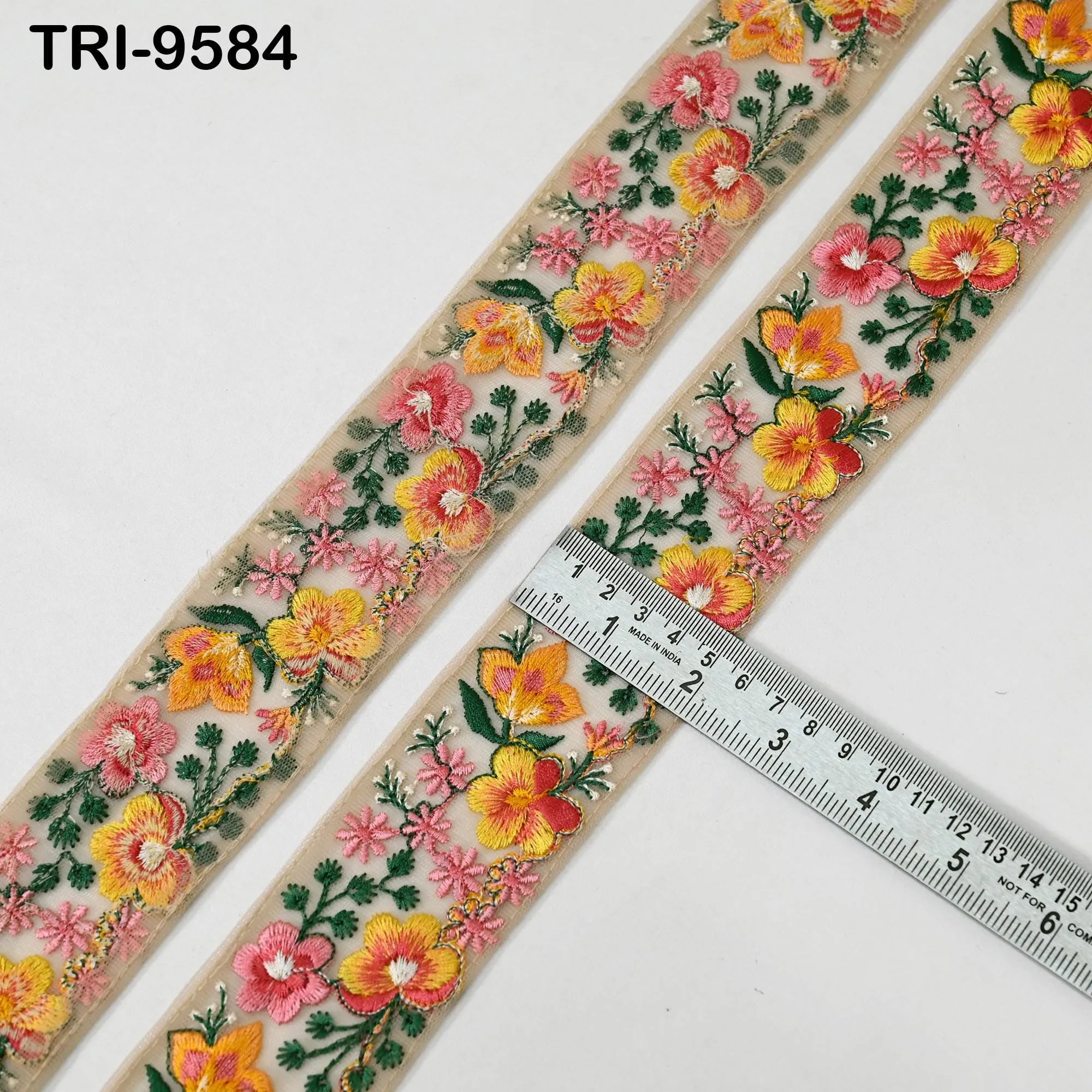 3 Yard Embroidery Ribbons Indian Trim DIY Crafting Hair Accessories Sari Border Wedding Sewing Dress Embroidered Embellishment Trimmings 5cm