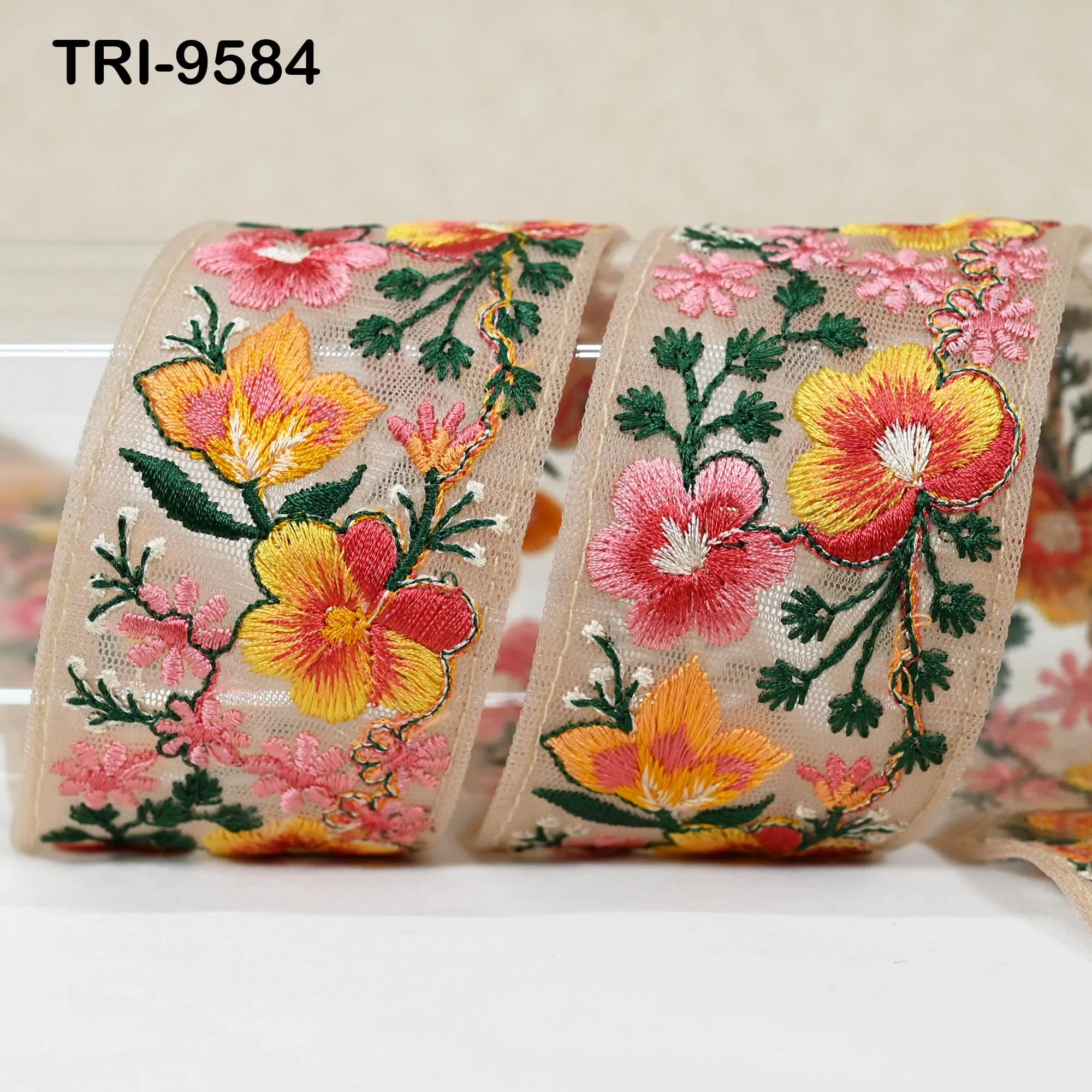 3 Yard Embroidery Ribbons Indian Trim DIY Crafting Hair Accessories Sari Border Wedding Sewing Dress Embroidered Embellishment Trimmings 5cm