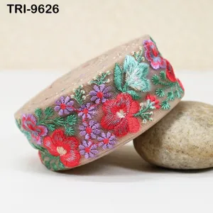 3 Yard Embroidery Ribbons Trim DIY Crafting Hair Accessories Sari Border Wedding Sewing Dress Indian Embroidered Embellishment Trimmings 5cm