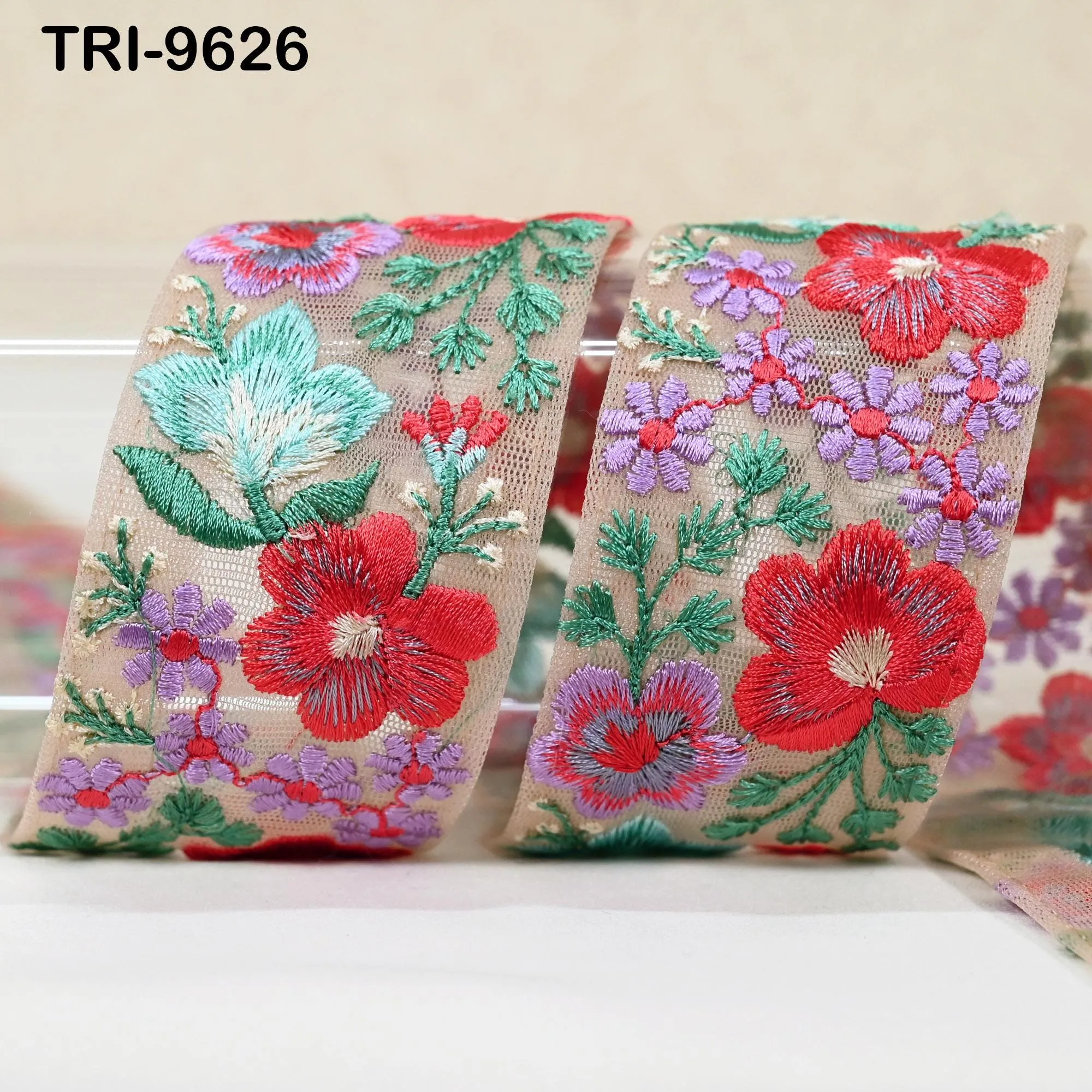3 Yard Embroidery Ribbons Trim DIY Crafting Hair Accessories Sari Border Wedding Sewing Dress Indian Embroidered Embellishment Trimmings 5cm