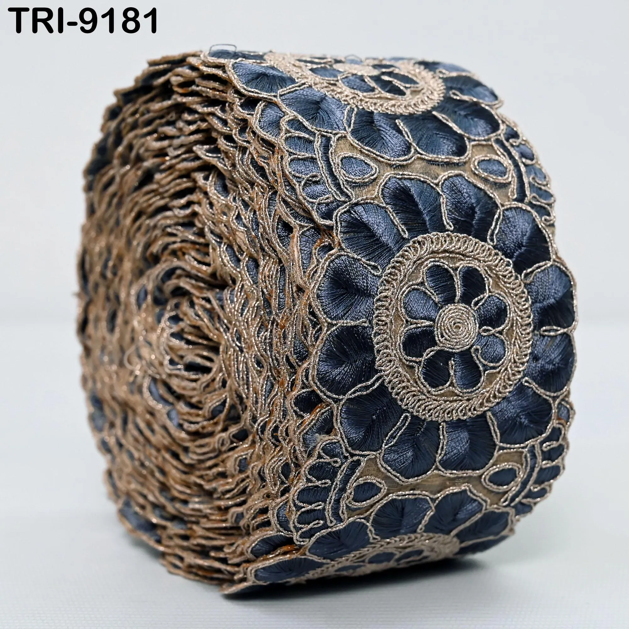 3 Yard Grey Indian Embroidery Trim 8cm Ribbon Embroidered Wedding Sari lehenga Border Saree  Sewing Crafting Wall Decor Curtains Headbands