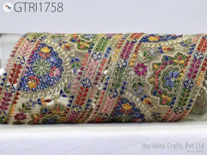 3 Yard Indian 10CM Embroidered Fabric Trim Sari Border Cushions Crafting Wedding Saree Sewing Embroidery Dress Embellishment Costume Ribbon