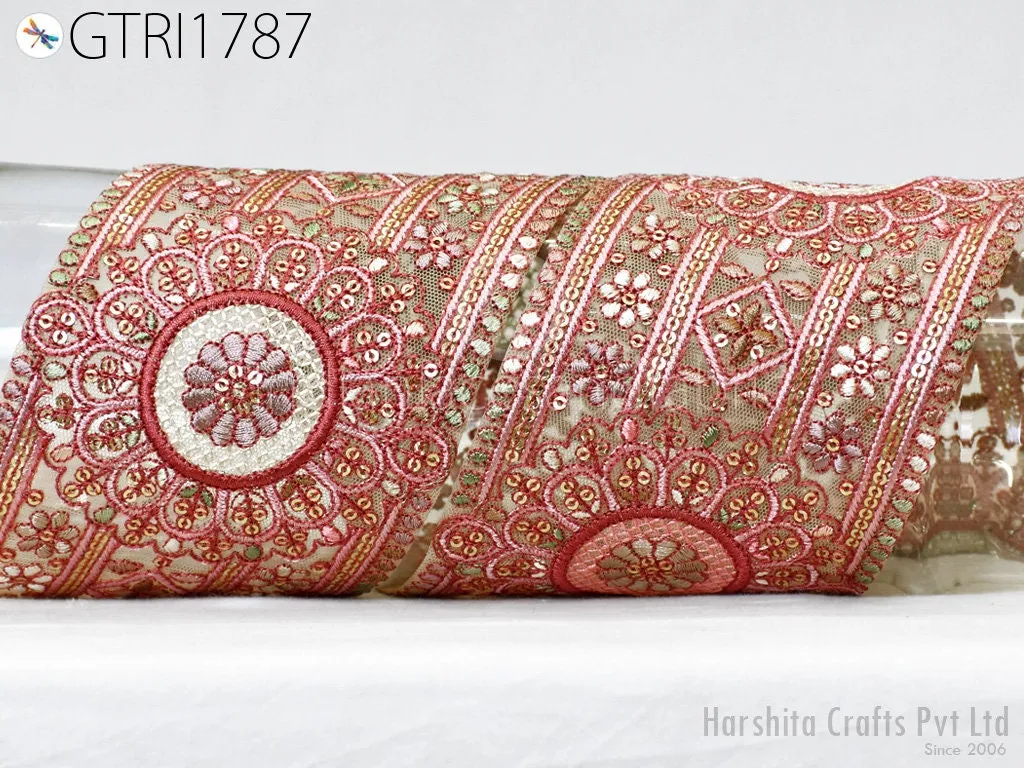 3 Yard Indian Embroidered 9cm Trim Embroidery Saree Ribbon Sewing Embellishment Costumes Accessories DIY Crafting Border Wedding Trimmings
