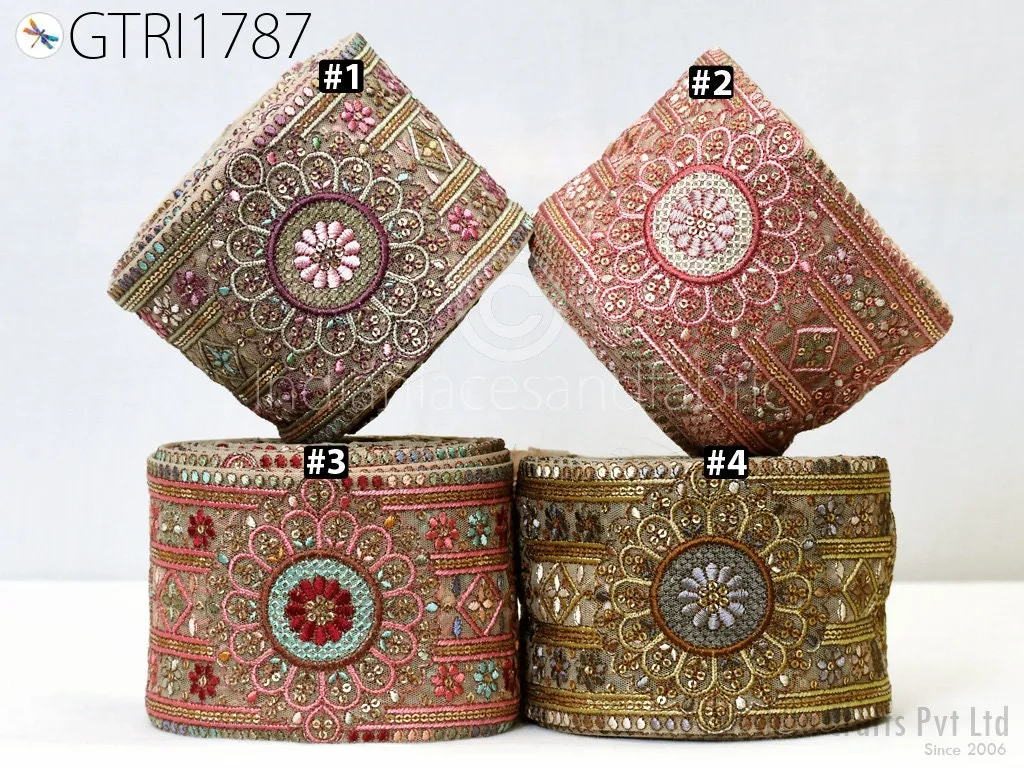3 Yard Indian Embroidered 9cm Trim Embroidery Saree Ribbon Sewing Embellishment Costumes Accessories DIY Crafting Border Wedding Trimmings