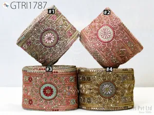 3 Yard Indian Embroidered 9cm Trim Embroidery Saree Ribbon Sewing Embellishment Costumes Accessories DIY Crafting Border Wedding Trimmings