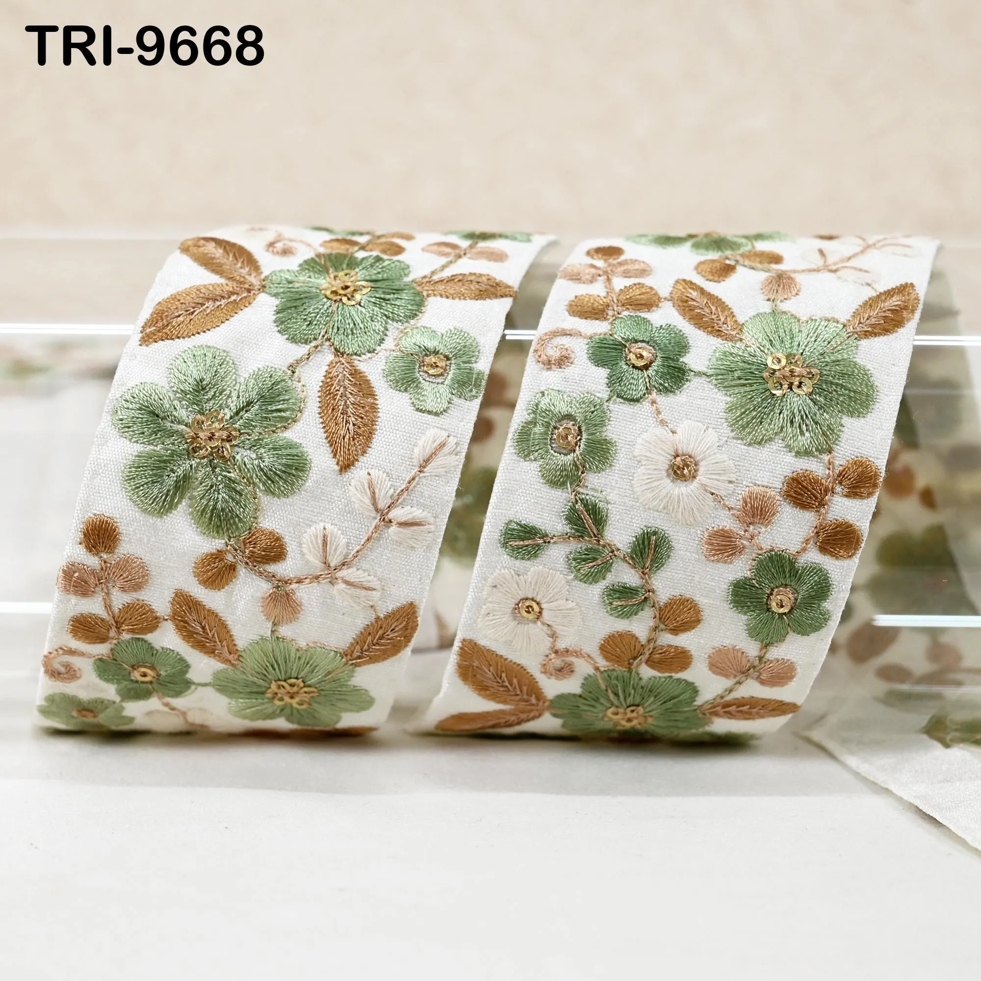3 Yard Indian Embroidery Fabric 5cm Trim Embellishments DIY Crafting Sewing Saree Indian Sari Border Embroidered Ribbons Decorative Tapes
