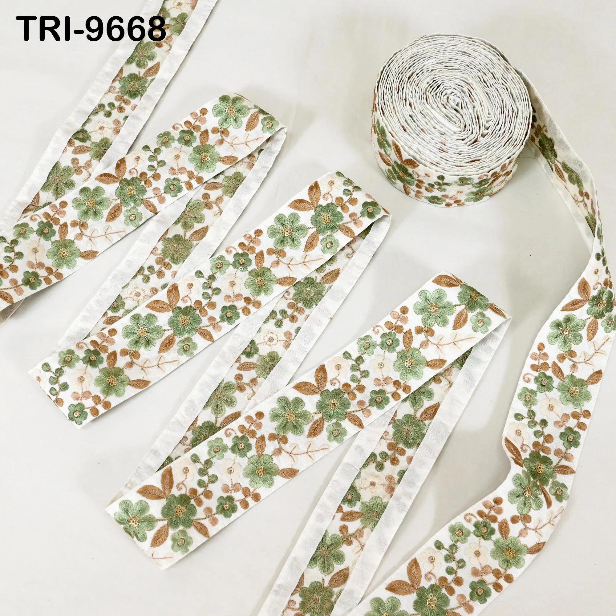 3 Yard Indian Embroidery Fabric 5cm Trim Embellishments DIY Crafting Sewing Saree Indian Sari Border Embroidered Ribbons Decorative Tapes