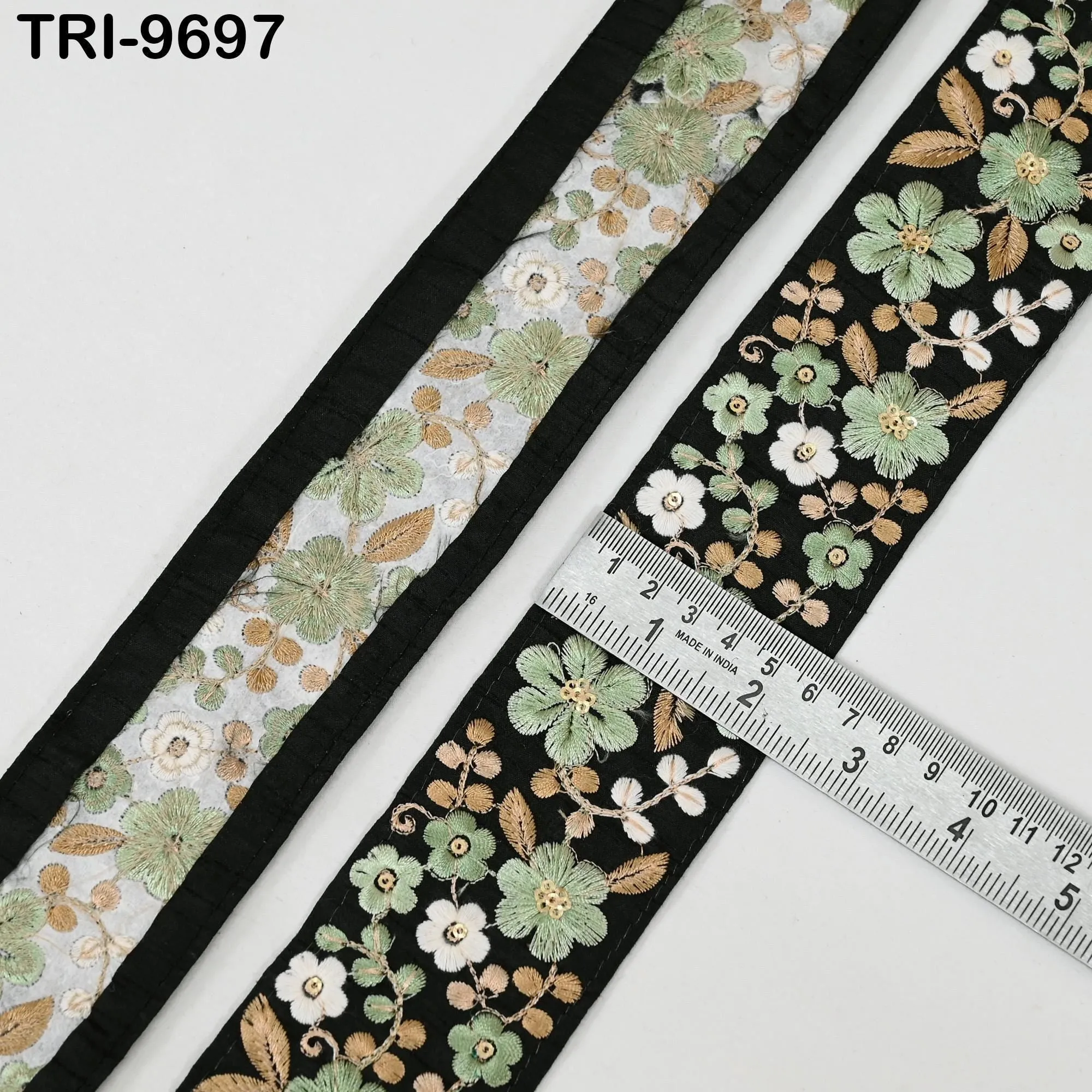 3 Yard Indian Embroidery Fabric Trim Embellishments DIY Crafting Sewing Saree Indian Sari Border Embroidered Ribbons Decorative Tapes 5cm
