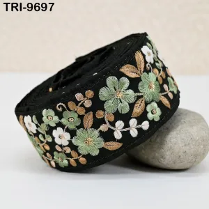 3 Yard Indian Embroidery Fabric Trim Embellishments DIY Crafting Sewing Saree Indian Sari Border Embroidered Ribbons Decorative Tapes 5cm