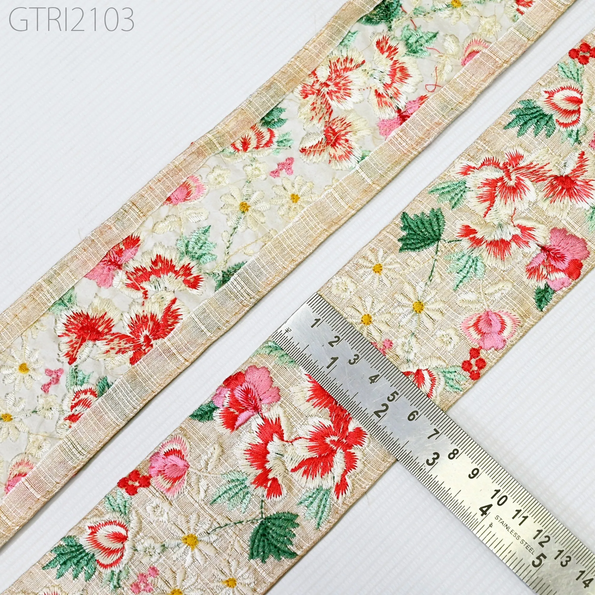 3 Yard Indian Embroidery Sari 7cm Trim Embroidered Wedding lehenga Border Saree Cushions Cover Sewing Crafting  Curtains Headbands Ribbon