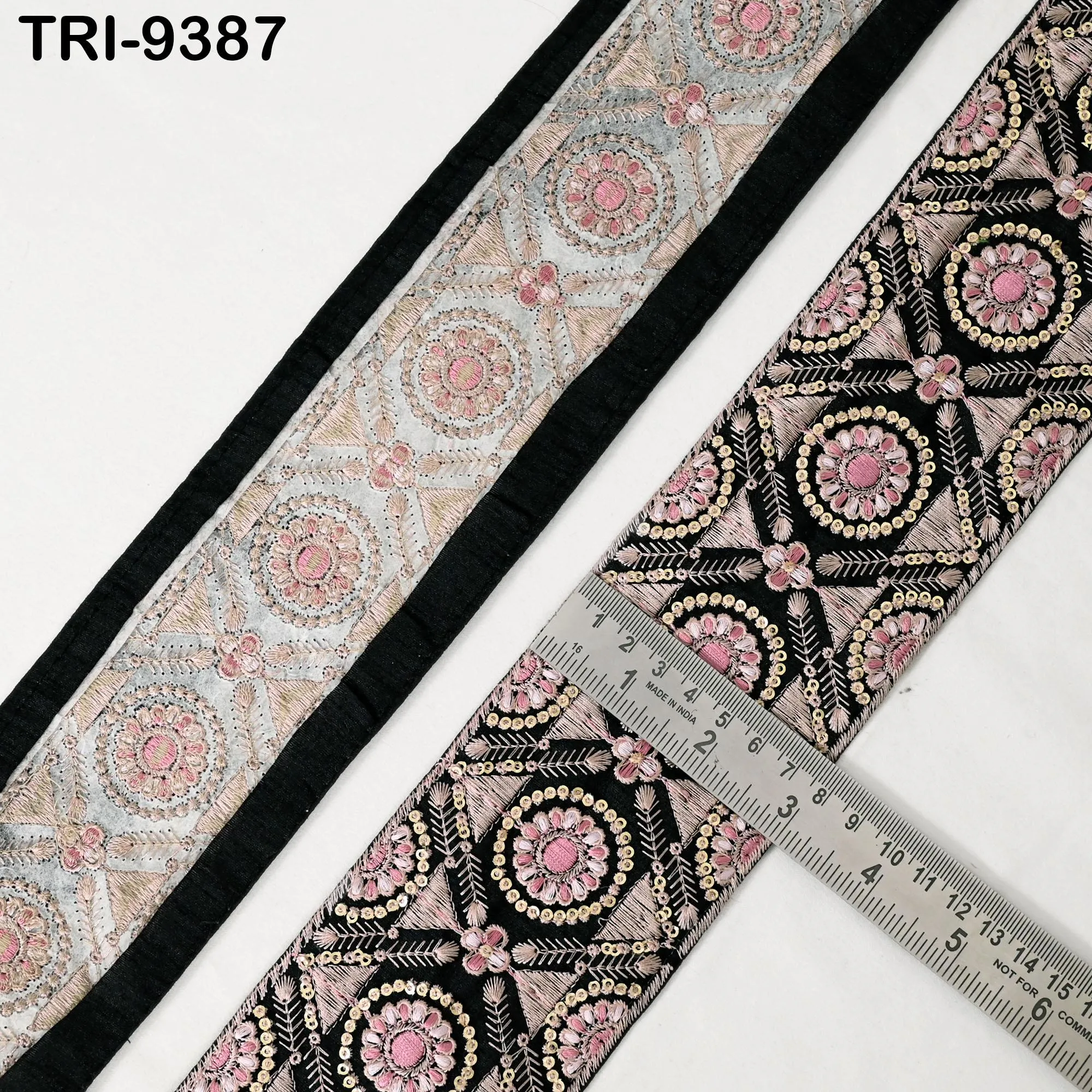 3 Yard Indian Trims Embroidered Decorative Fabric Laces 8cm Sari Border Ribbon Home Decor Sewing Accessory DIY Crafting Victorian Handbags