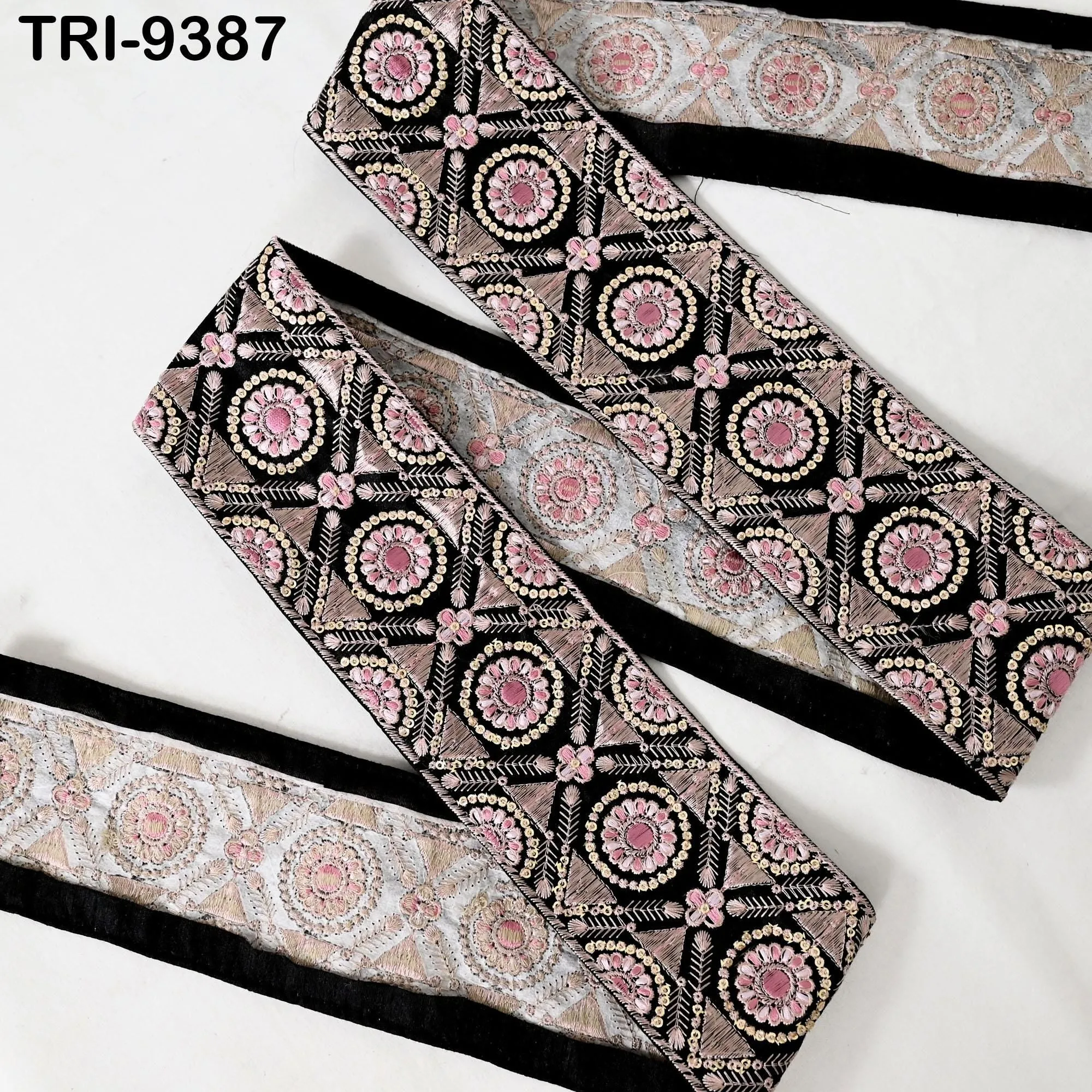 3 Yard Indian Trims Embroidered Decorative Fabric Laces 8cm Sari Border Ribbon Home Decor Sewing Accessory DIY Crafting Victorian Handbags
