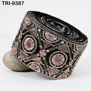 3 Yard Indian Trims Embroidered Decorative Fabric Laces 8cm Sari Border Ribbon Home Decor Sewing Accessory DIY Crafting Victorian Handbags