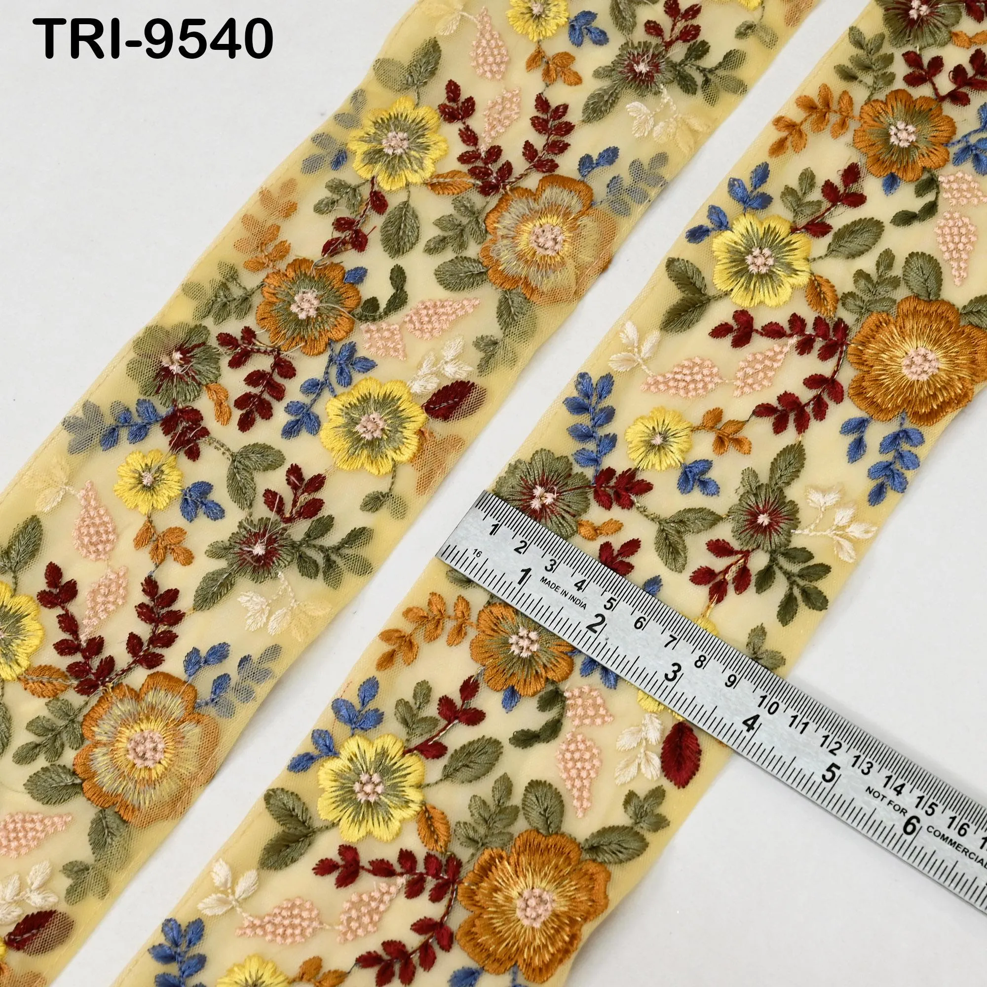 3 Yard Indian Yellow Embroidery Ribbon Embroidered Trims Saree Sewing Embellishment Costumes Accessories Crafting Borders Trimmings 10cm