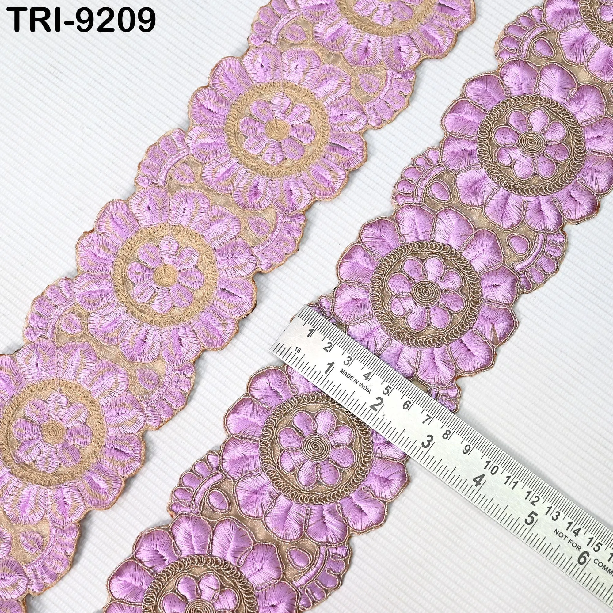3 Yard Lilac Indian Embroidery Trim Ribbon 8cm Embroidered Wedding Sari Lehenga Border Saree  Sewing Crafting Wall Decor Curtains Headbands
