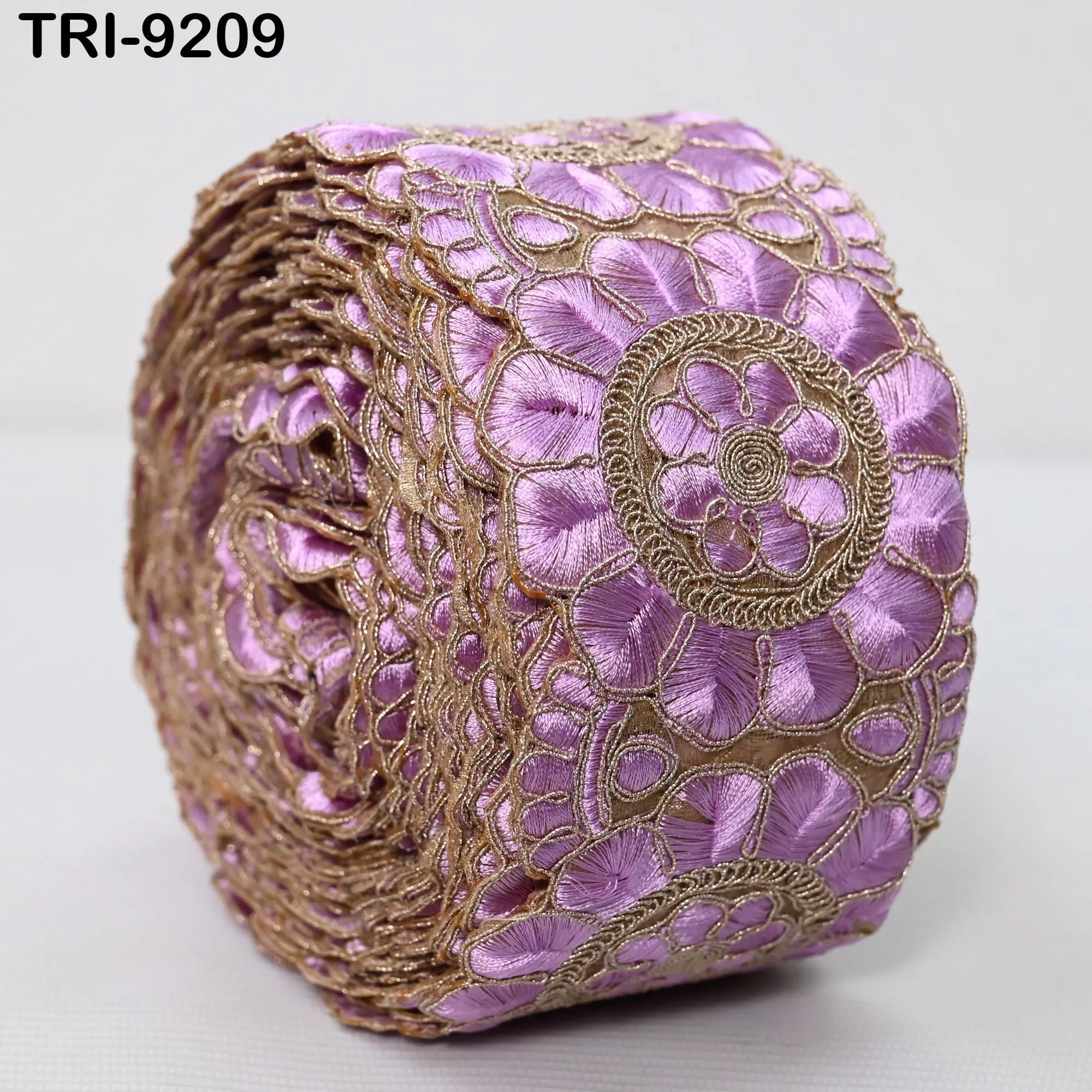 3 Yard Lilac Indian Embroidery Trim Ribbon 8cm Embroidered Wedding Sari Lehenga Border Saree  Sewing Crafting Wall Decor Curtains Headbands