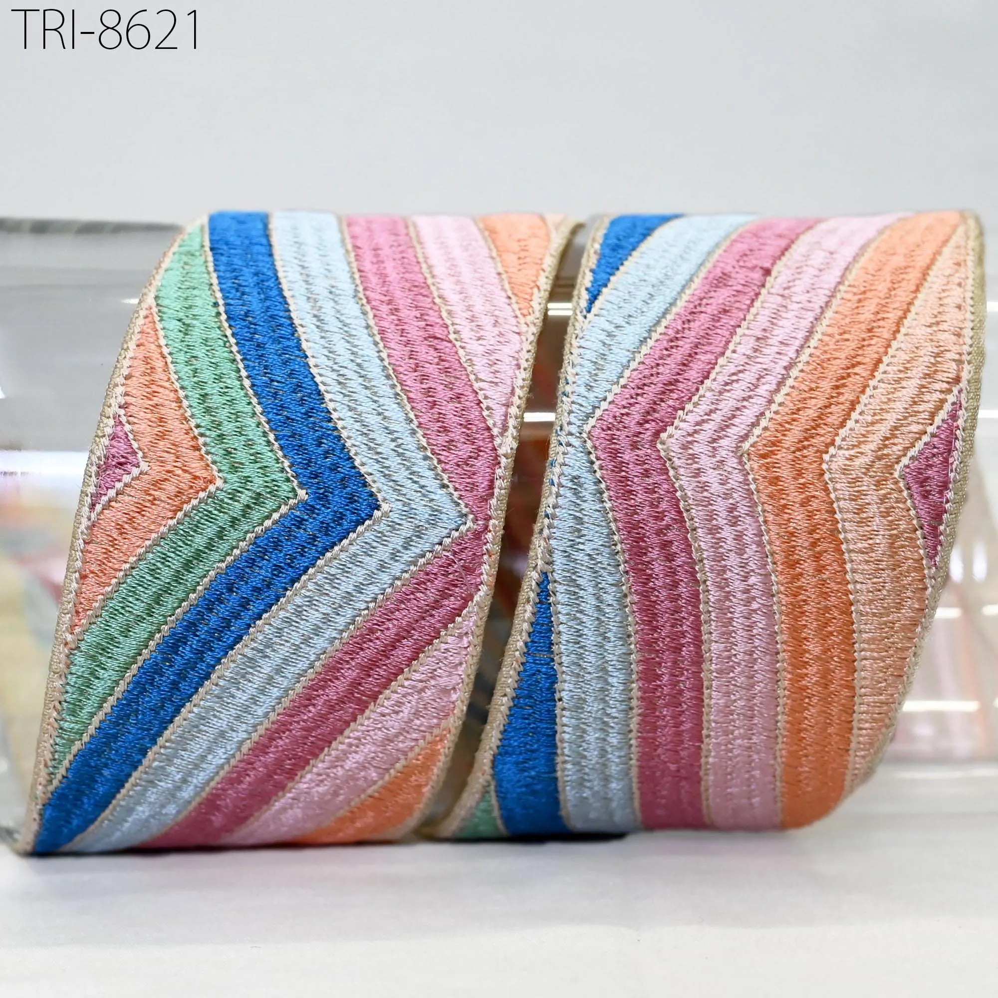 3 Yard Multicolor Embroidery 55mm Trim Ribbons Indian Saree Border Sewing Accessories Embroidered Hairbands, Clips Curtains, Costumes