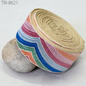 3 Yard Multicolor Embroidery 55mm Trim Ribbons Indian Saree Border Sewing Accessories Embroidered Hairbands, Clips Curtains, Costumes