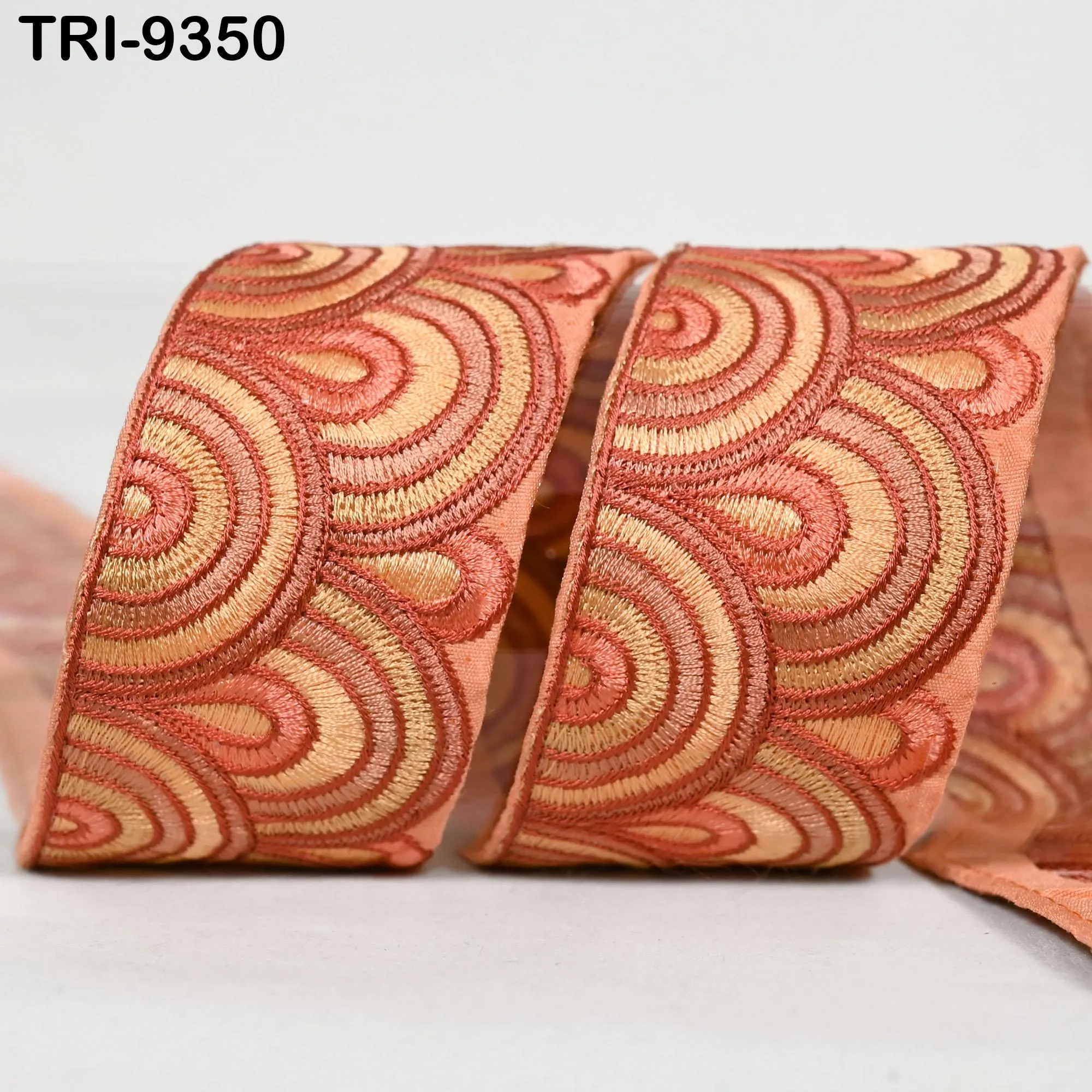 3 Yard Orange Embroidery Trim Ribbon Border Embroidered Fabric Gift Wrapping Saree Crafting Shoe making Lampshades Belts Embellishment 5cm