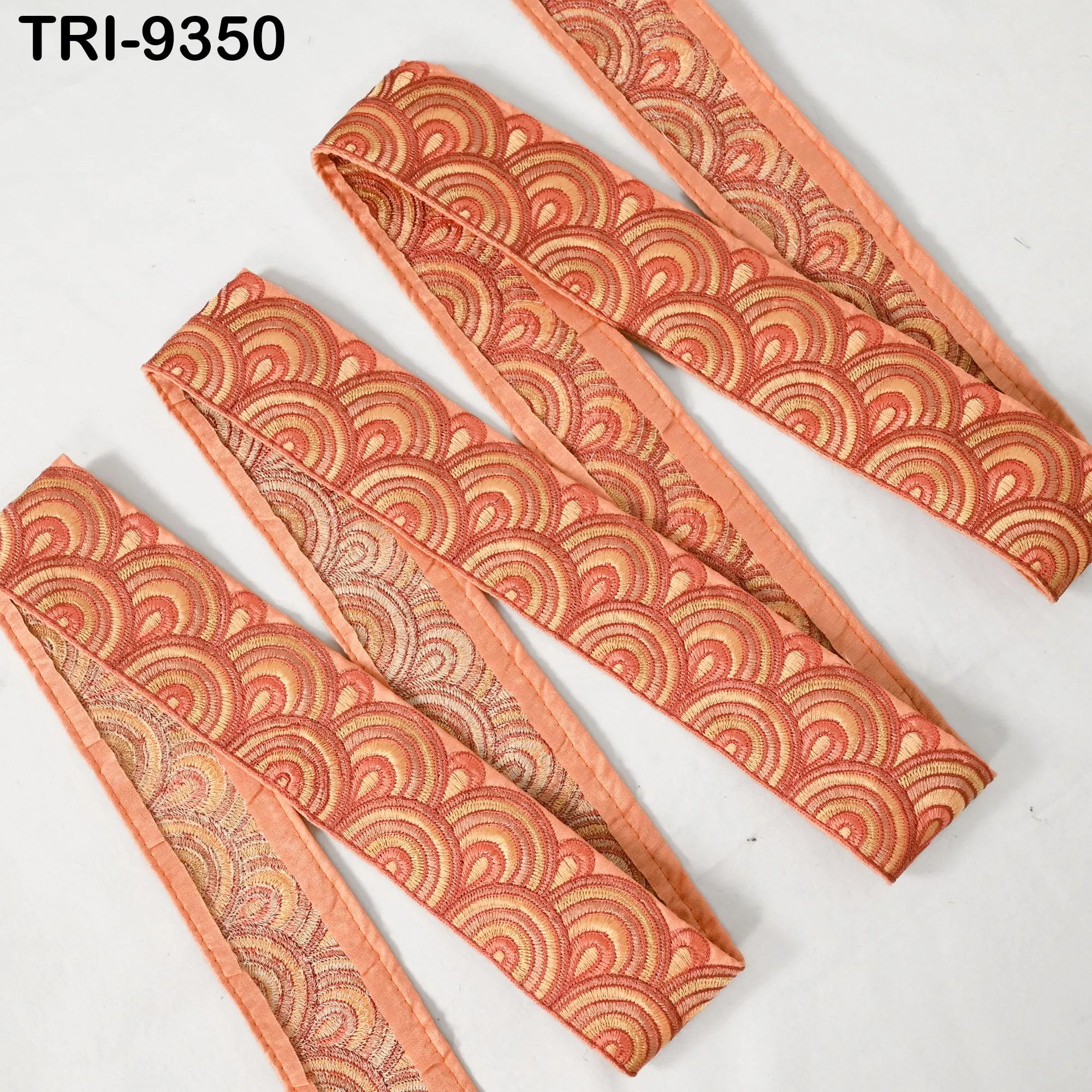 3 Yard Orange Embroidery Trim Ribbon Border Embroidered Fabric Gift Wrapping Saree Crafting Shoe making Lampshades Belts Embellishment 5cm