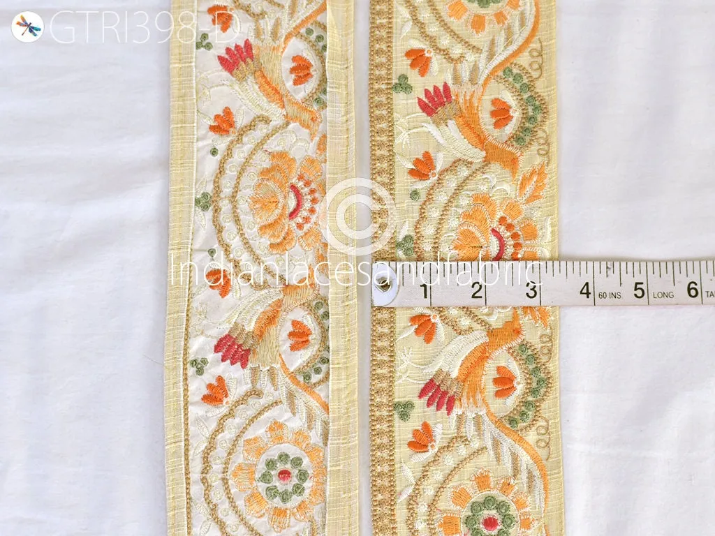 3 Yard Peacock Indian Embroidered 8 Cm Trim Cushions Embellishment Embroidery Saree Ribbon Sewing DIY Crafting Border Wedding Trimmings