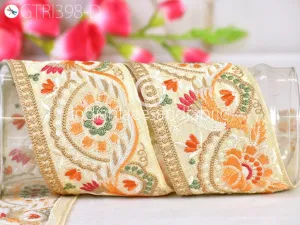 3 Yard Peacock Indian Embroidered 8 Cm Trim Cushions Embellishment Embroidery Saree Ribbon Sewing DIY Crafting Border Wedding Trimmings