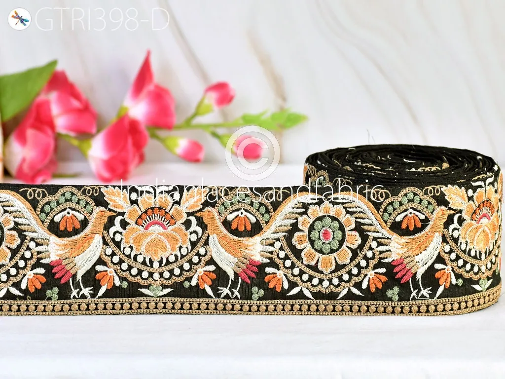 3 Yard Peacock Indian Embroidered 8 Cm Trim Cushions Embellishment Embroidery Saree Ribbon Sewing DIY Crafting Border Wedding Trimmings