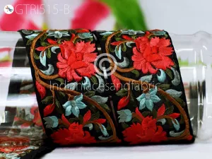3 Yard Red Indian Decorative Embroidery Fabric 65mm Trim Embellishments Tapes Crafting Sewing Saree Indian Sari Border Embroidered Ribbons