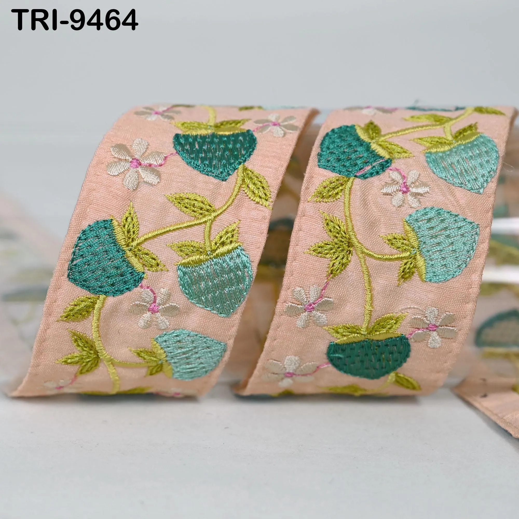 3 Yard Strawberry Embroidery 4cm Ribbon Trim Embellishments Sari Sewing DIY Crafting Border Indian Embroidered Trimming Laces Junk Journals
