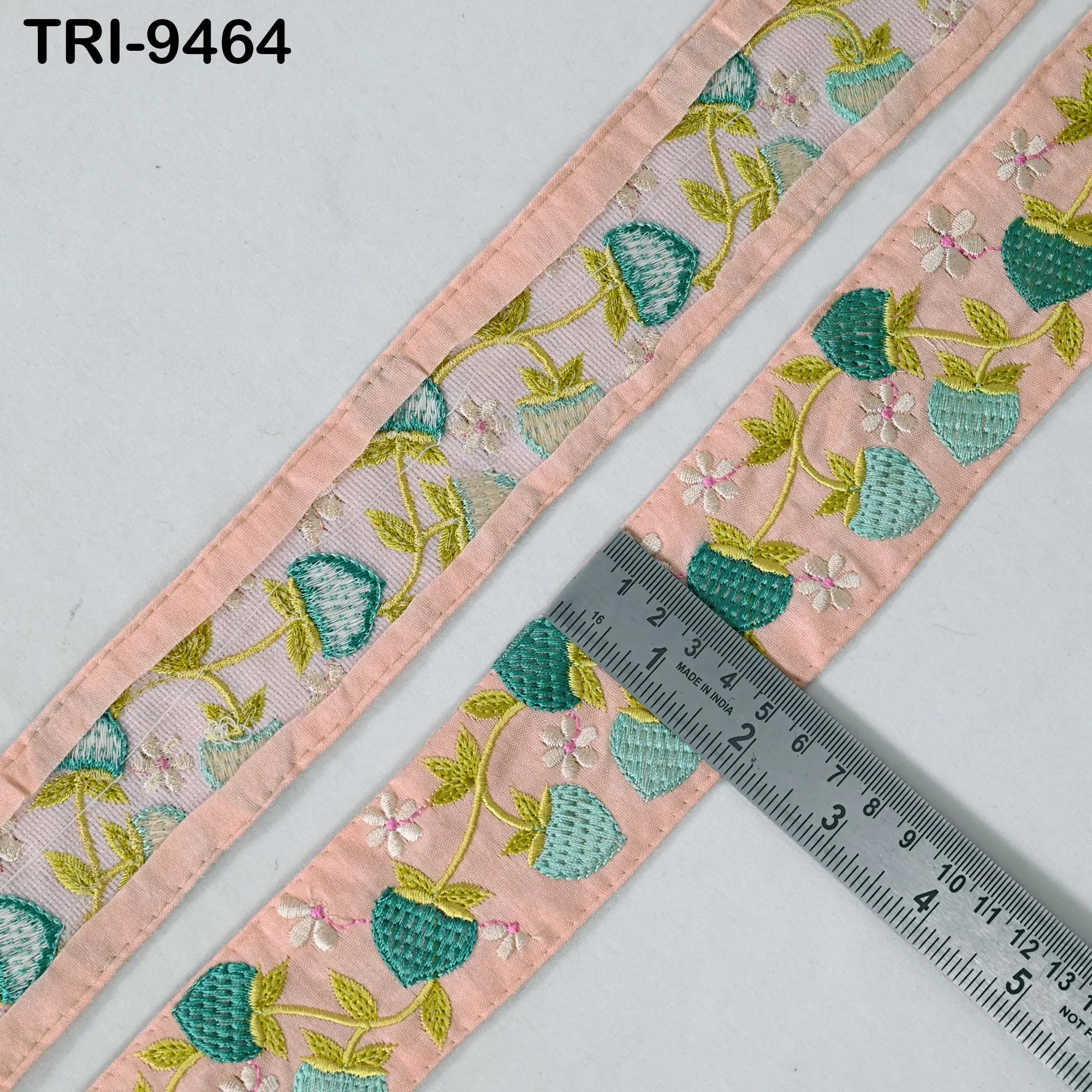 3 Yard Strawberry Embroidery 4cm Ribbon Trim Embellishments Sari Sewing DIY Crafting Border Indian Embroidered Trimming Laces Junk Journals